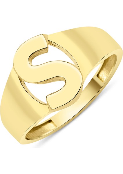 14 Ayar Altın Taşsız S Harfli Yüzük