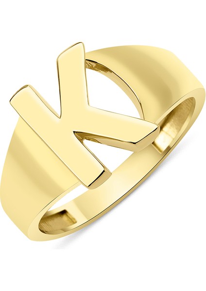 14 Ayar Altın Taşsız K Harfli Yüzük