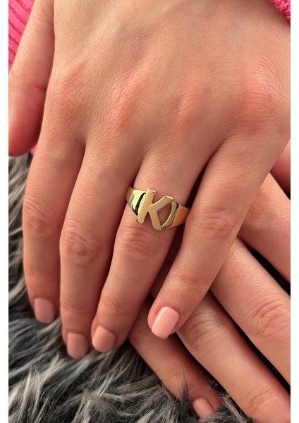 14 Ayar Altın Taşsız K Harfli Yüzük fiyatları