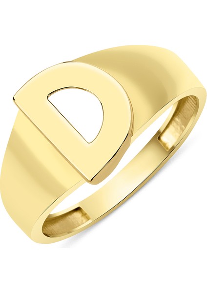 14 Ayar Altın Taşsız D Harfli Yüzük