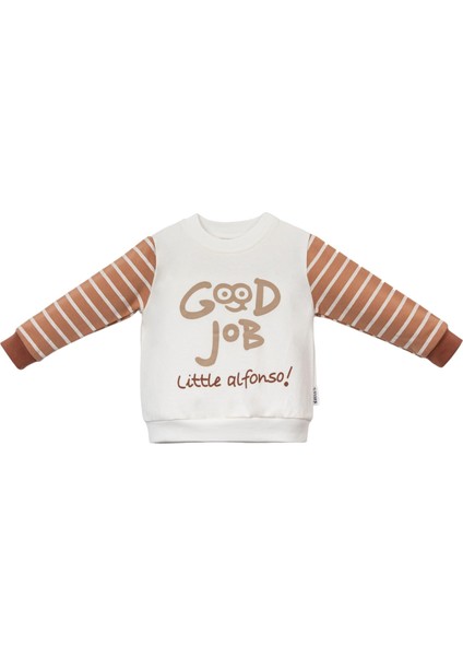 Good Job Little Alfanso Baskılı Çift Renkli Kol Erkek Bebek Sweatshirt