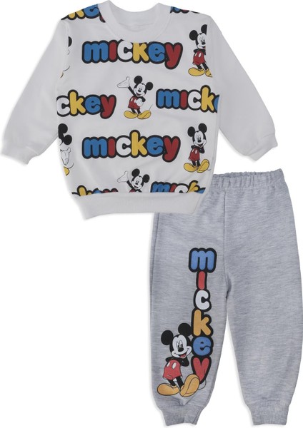 Erkek Bebek Mickey Mouse Baskılı Yazılı 2'li Alt Üst Takım