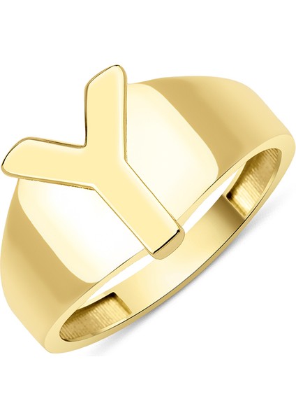 14 Ayar Altın Taşsız Y Harfli Yüzük