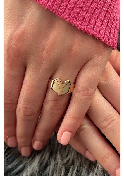 14 Ayar Altın Taşsız Y Harfli Yüzük fiyatları