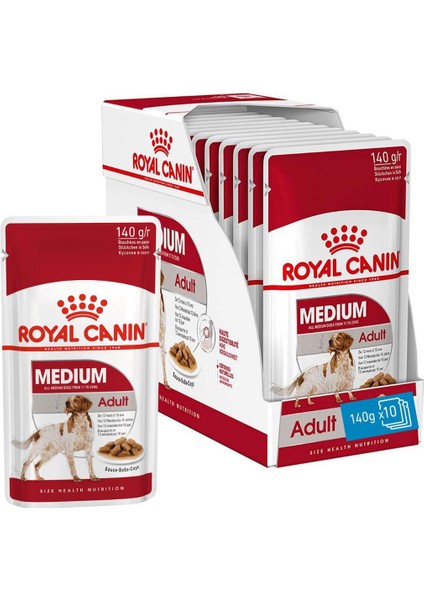 Royal Canin Medium Adult gravy Yetişkin Köpek Yaş Maması 140 gr x 10 Adet