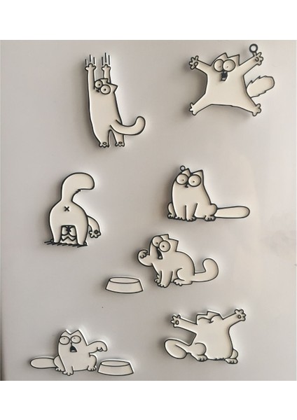 7 Farklı Simon's Cat Kedi Magnet Mıknatıslı Buzdolabı Süsü