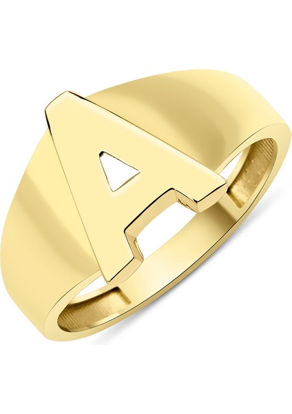 14 Ayar Altın Taşsız A Harfli Yüzük