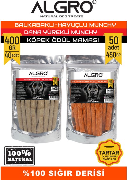 Balkabaklı & Havuçlu ve Yürekli Munchy Set %100 Sığır Derisinden