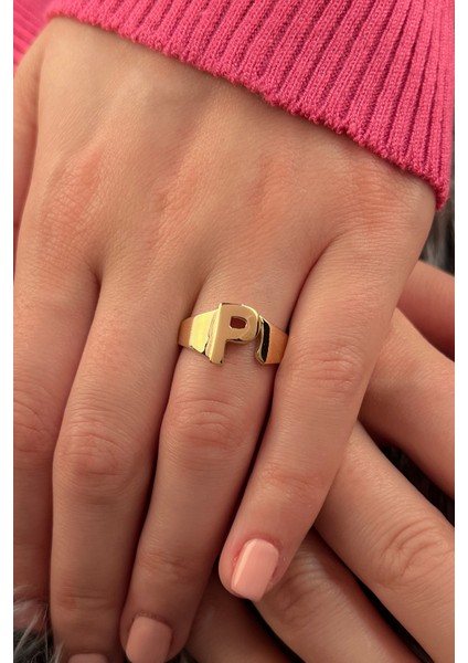 14 Ayar Altın Taşsız P Harfli Yüzük fiyatları