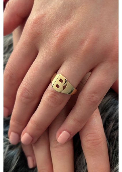 14 Ayar Altın Taşsız B Harfli Yüzük fiyatları