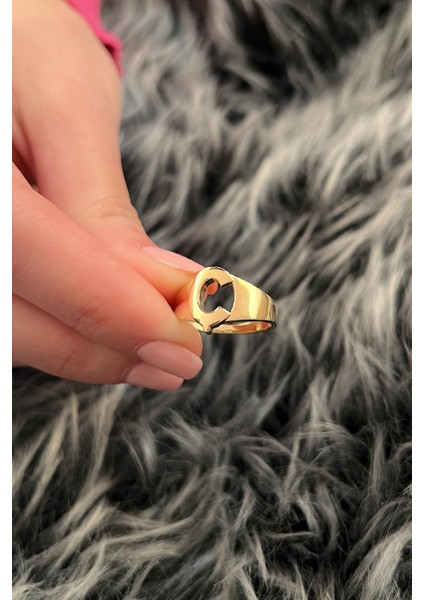 14 Ayar Altın Taşsız Ç Harfli Yüzük modelleri