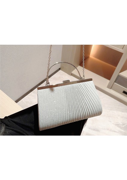 Şık Parlak Çantalar, Prenses Çantalar, Çapraz Askılı Çantalar, Yemek Çantaları, Elbise ÇANTALARI-24*5*15CM-BEYAZ (Yurt Dışından) indirimleri