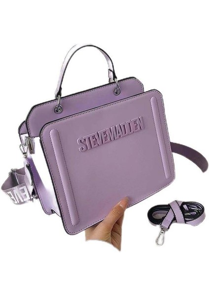 Şık Omuz Çantası Düz Renk Çapraz Askılı ÇANTA-24*12*19CM-MOR (Yurt Dışından)