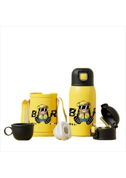 500ML Paslanmaz Çelik Taşınabilir Taşıma Kayışı Su Şişesi Çocuk Saman Yalıtımlı Su ŞIŞESI-500ML (Yurt Dışından)