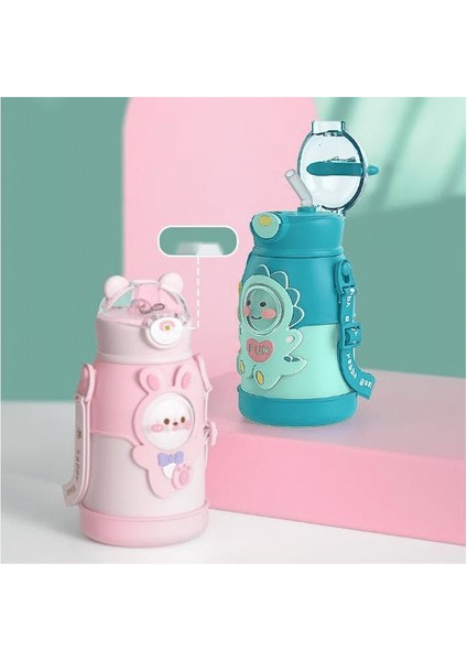 Çocuklar Için 500ML Paslanmaz Çelik Taşınabilir Düşmez Su Şişesi Saman Su ŞIŞESI-500ML (Yurt Dışından)
