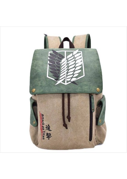 Şık Omurga Koruyucu Büyük Kapasiteli Tuval Anime Sırt ÇANTASI-27*12*42CM-YEŞIL (Yurt Dışından)