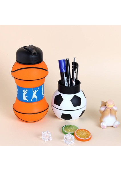 550ML Doğa Sporları Su Şişesi Katlanır Taşınabilir Düşme Önleyici ve Sızıntı Önleyici Su Şişesi - Basketbol -550ML (Yurt Dışından)