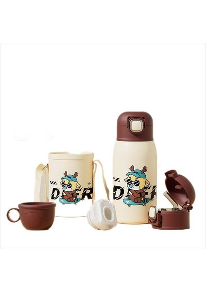 500ML Paslanmaz Çelik Taşınabilir Taşıma Kayışı Su Şişesi Çocuk Saman Yalıtımlı Su ŞIŞESI-500ML (Yurt Dışından)