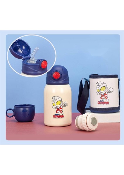 500ML Karikatür Paslanmaz Çelik Taşınabilir Taşıma Kayışı Su Şişesi Çocuk Hasır Termos Su ŞIŞESI-500ML (Yurt Dışından)