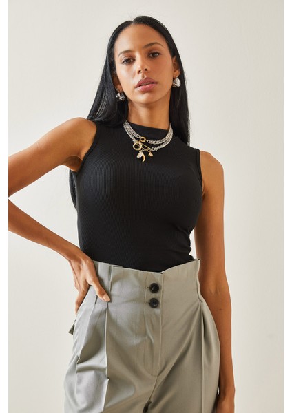 Siyah Yarım Balıkçı Kaşkorse Bluz 5YXK2-48274-02 modelleri