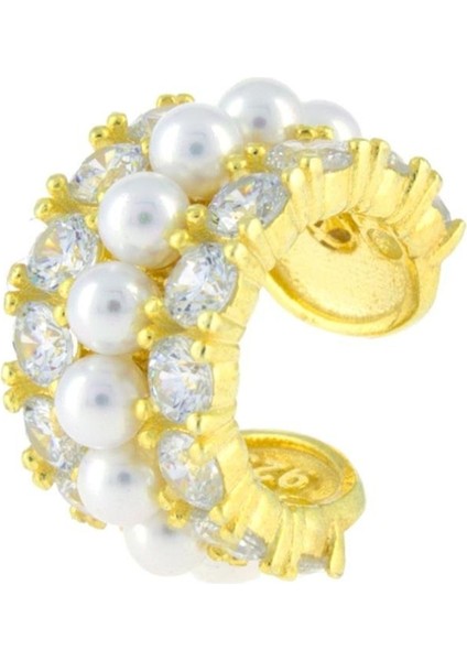 925 Ayar Gümüş İnci İşlemeli Kıkırdak Küpe