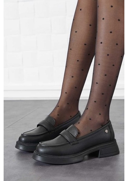 1017 Kadın Poli Taban Loafer Casual Ayakkabı Siyah