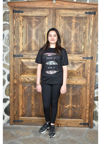 Kadın Bisiklet Yaka Önü Baskılı Tişört - Kadın Tişört- Kadın -T-Shirt fiyatları