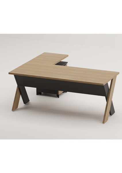Omix 160 cm Kesonlu L Çalışma Masası (Meşe-Budva/antrasit)