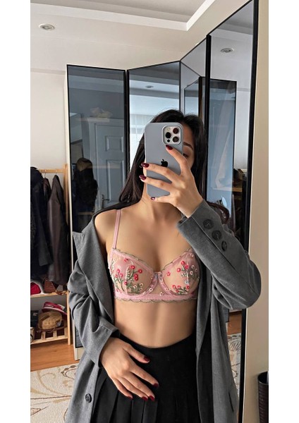 Pembe Çiçekli Sütyen-Gstring Takımı fiyatları