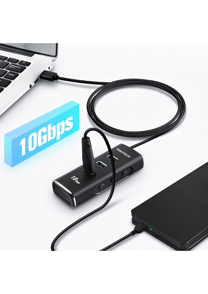 Alüminyum 5 In 1 Type C USB 3.1/3.2 Gen2 Hub 3* 10GBPS USB 3.2 Veri Bağlantı Noktası, Sd/tf Kart Okuyucu, 60 cm Kablo,