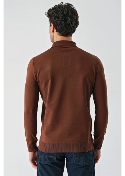 Taba Örme Polo Yaka Klasik Slim Fit Dar Kesim Triko 1012235269 fırsatları