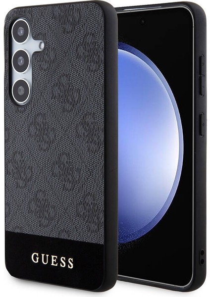 Galaxy S24 Uyumlu Kılıf Guess Lisanslı Pu Deri Şerit Logo Dizaynlı Kapak Siyah