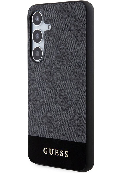 Galaxy S24 Uyumlu Kılıf Guess Lisanslı Pu Deri Şerit Logo Dizaynlı Kapak Siyah