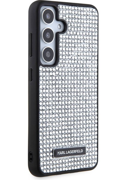 Galaxy S24 Uyumlu Kılıf Taşlı Metal Logo Lisanslı Kapak Gümüş fırsatları