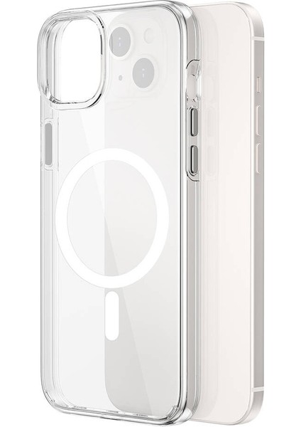 iPhone 15 Uyumlu Kılıf Wiwu BC-022 Magsafe Şarj Özellikli Şeffaf Transparan Kapak