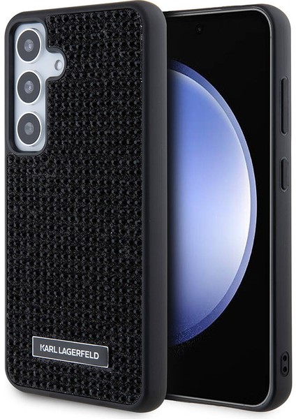 Galaxy S24 Uyumlu Kılıf Taşlı Metal Logo Lisanslı Kapak Siyah fiyatları