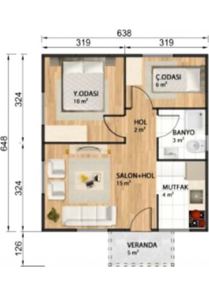 Ballife Prefabrik 45 M2 Standart Prefabrik Konut