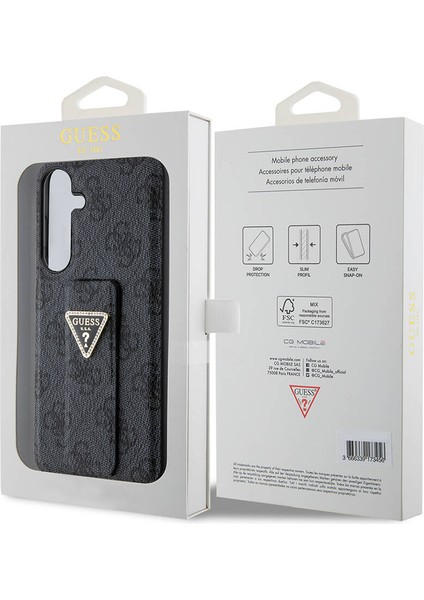 Galaxy S24 Plus Uyumlu Kılıf Guess Lisanslı 4g Desenli Üçgen Logolu Standlı Deri Kapak Siyah indirimleri