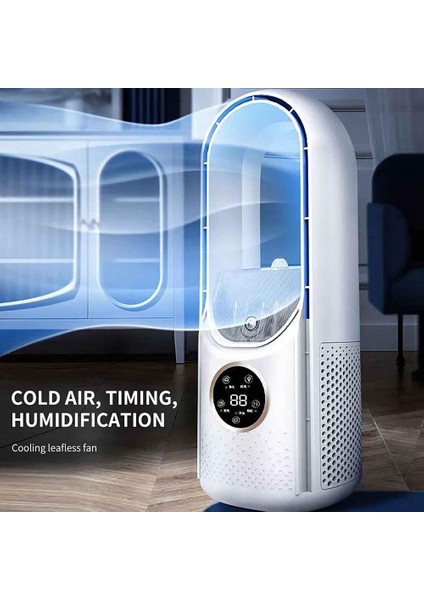 Elektrikli USB Çok Fonksiyonlu Yapraksız Fan Ev Masaüstü Nemlendirme Fanı Zamanlama Klima Fanı (Yurt Dışından)