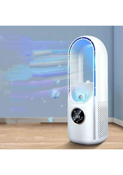Elektrikli USB Çok Fonksiyonlu Yapraksız Fan Ev Masaüstü Nemlendirme Fanı Zamanlama Klima Fanı (Yurt Dışından)