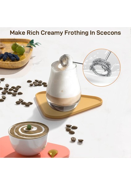 Kablosuz El Köpük Makinesi Lattes Kahve Çırpma Mikser Köpürtücü Cappuccino Matcha Köpürtme Değnek Siyah (Yurt Dışından) modelleri