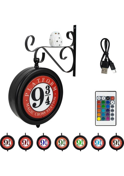Platform 9 3/4 Tabela Dekoratif Işık, Şarj Edilebilir Asma Duvar Asma Dekoratif, Rgb Uzaktan Kumandalı ve Işıklı (Yurt Dışından)