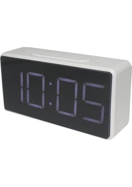 Aynalı Masa Saati Çok Fonksiyonlu Dijital Alarm Erteleme Ekran Süresi Gece LED Işık Masa Masaüstü Ev Dekor Hediyeler Beyaz (Yurt Dışından)