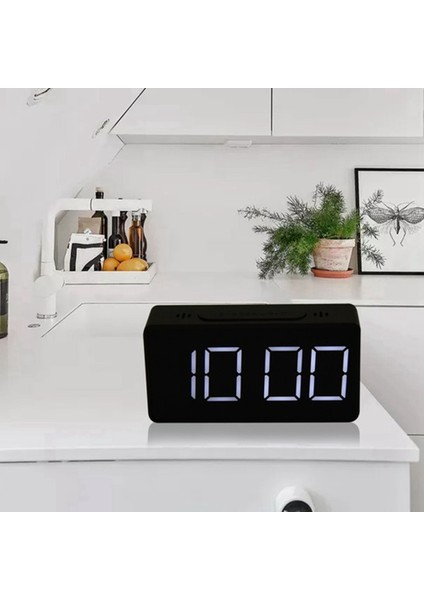 Aynalı Masa Saati Çok Fonksiyonlu Dijital Alarm Erteleme Ekran Süresi Gece LED Işık Masa Masaüstü Ev Dekor Hediyeler Beyaz (Yurt Dışından) fırsatları