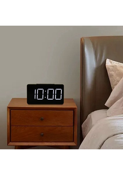 Aynalı Masa Saati Çok Fonksiyonlu Dijital Alarm Erteleme Ekran Süresi Gece LED Işık Masa Masaüstü Ev Dekor Hediyeler Beyaz (Yurt Dışından) indirimleri