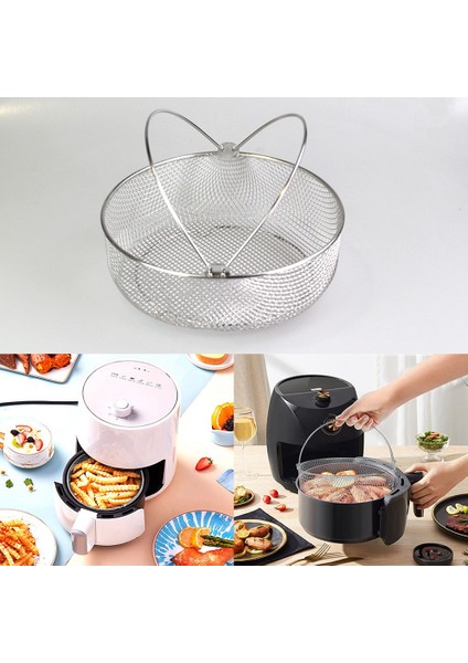 8 Inç Airfryer Sepeti Vapur Sepeti Paslanmaz Çelik Hasır Sepet Kavurma Rafı Airfryer Aksesuarı Için Saplı (Yurt Dışından) fiyatları