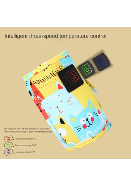 USB Süt Su Isıtıcı Seyahat Arabası Yalıtımlı Çanta Taşınabilir Bebek Biberon Isıtıcı Bebek Için Açık Kış-Sarı (Yurt Dışından)