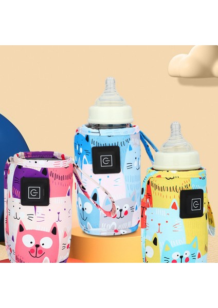 USB Süt Su Isıtıcı Seyahat Arabası Yalıtımlı Çanta Taşınabilir Bebek Biberon Isıtıcı Bebek Için Açık Kış-Sarı (Yurt Dışından)