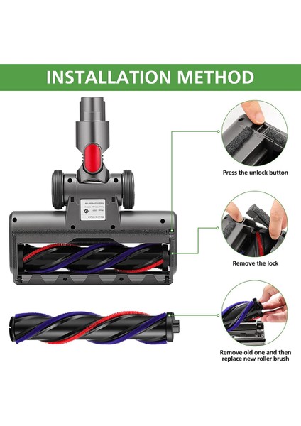 V7 V8 V10 V11 V15 Elektrikli Süpürge Için Parke Zemin Elektrikli Süpürge Setleri, 5 LED Farlı, Silindir Temizleme Kafası (Yurt Dışından)