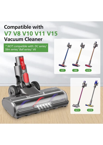 V7 V8 V10 V11 V15 Elektrikli Süpürge Için Parke Zemin Elektrikli Süpürge Setleri, 5 LED Farlı, Silindir Temizleme Kafası (Yurt Dışından)
